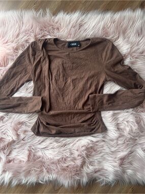 Cider Brown Long-Sleeve Scoop Neck Top XS